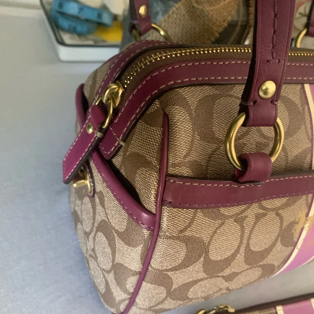 Coach RARE Mini Heritage Satchel Signature Leather Bag and Wristlet